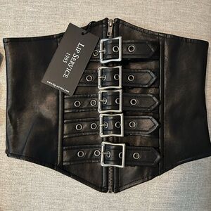 Lip Service Classic Waist Cincher in Matte Black Vegan Leather